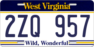 WV license plate 2ZQ957
