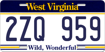 WV license plate 2ZQ959