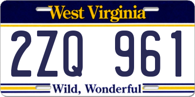 WV license plate 2ZQ961