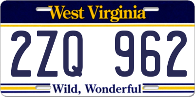 WV license plate 2ZQ962