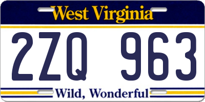 WV license plate 2ZQ963