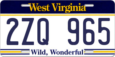 WV license plate 2ZQ965