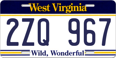 WV license plate 2ZQ967