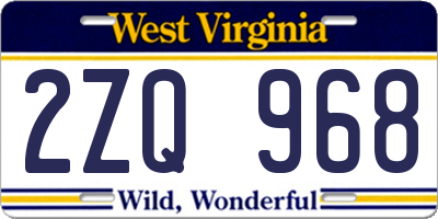 WV license plate 2ZQ968