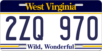 WV license plate 2ZQ970