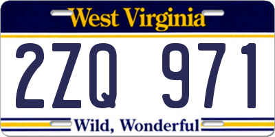 WV license plate 2ZQ971
