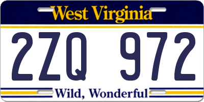 WV license plate 2ZQ972