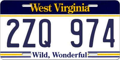 WV license plate 2ZQ974