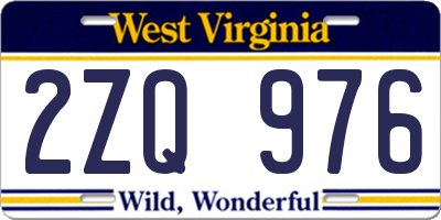 WV license plate 2ZQ976