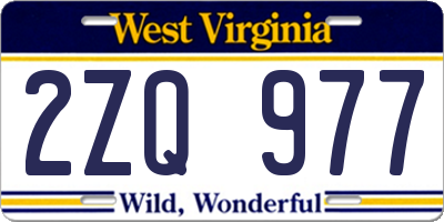 WV license plate 2ZQ977