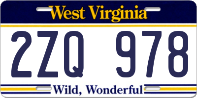 WV license plate 2ZQ978