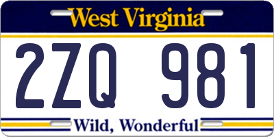 WV license plate 2ZQ981