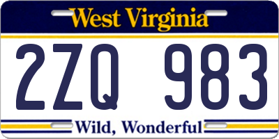 WV license plate 2ZQ983
