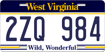 WV license plate 2ZQ984