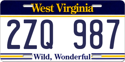 WV license plate 2ZQ987