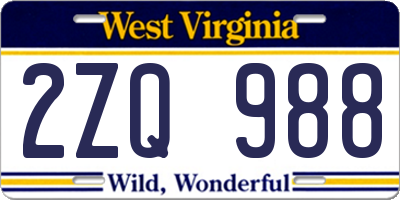 WV license plate 2ZQ988