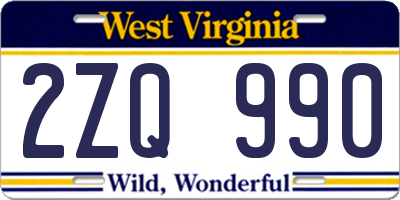 WV license plate 2ZQ990