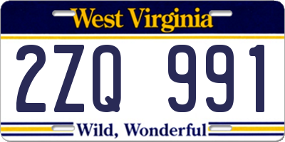 WV license plate 2ZQ991