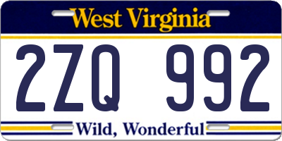 WV license plate 2ZQ992