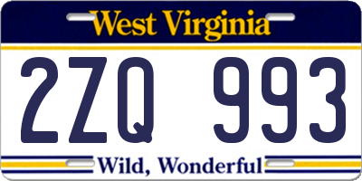 WV license plate 2ZQ993