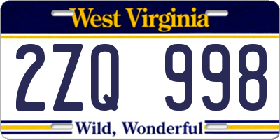 WV license plate 2ZQ998