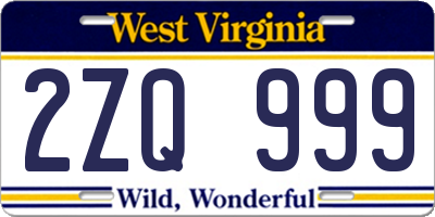 WV license plate 2ZQ999
