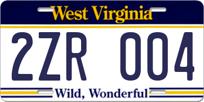 WV license plate 2ZR004