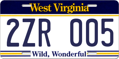WV license plate 2ZR005