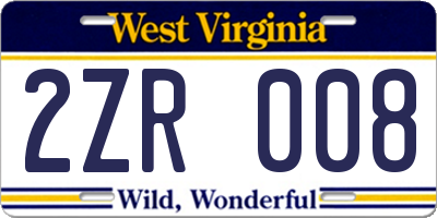 WV license plate 2ZR008