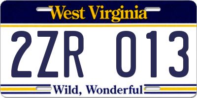 WV license plate 2ZR013