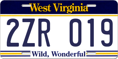 WV license plate 2ZR019