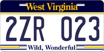 WV license plate 2ZR023