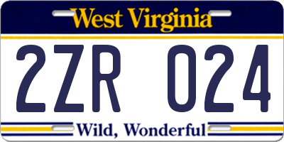 WV license plate 2ZR024