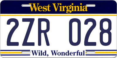 WV license plate 2ZR028