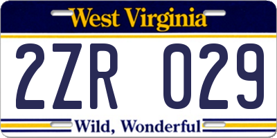 WV license plate 2ZR029