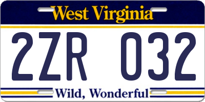 WV license plate 2ZR032