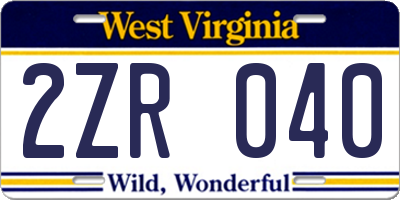 WV license plate 2ZR040