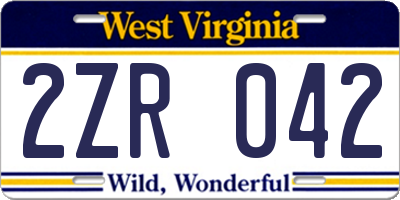 WV license plate 2ZR042