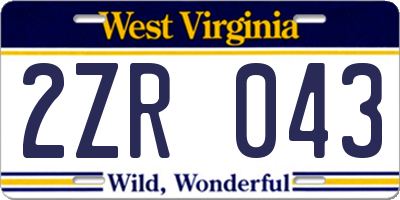 WV license plate 2ZR043