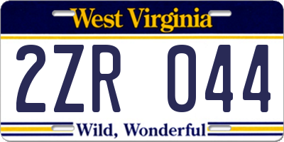 WV license plate 2ZR044