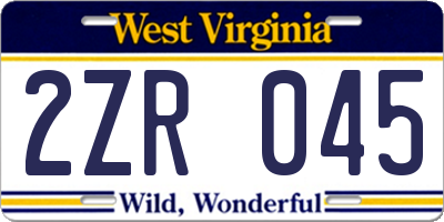 WV license plate 2ZR045
