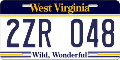 WV license plate 2ZR048