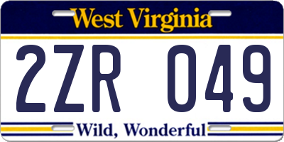 WV license plate 2ZR049