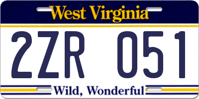 WV license plate 2ZR051