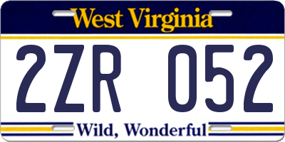 WV license plate 2ZR052