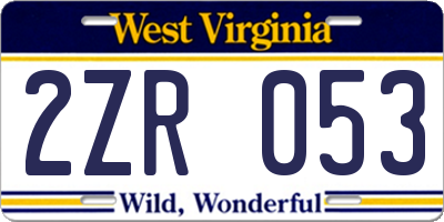 WV license plate 2ZR053