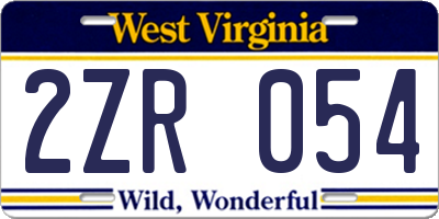 WV license plate 2ZR054