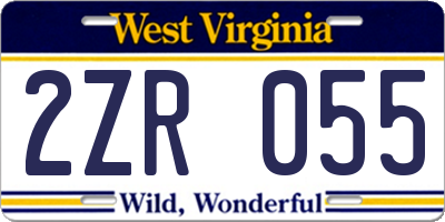 WV license plate 2ZR055