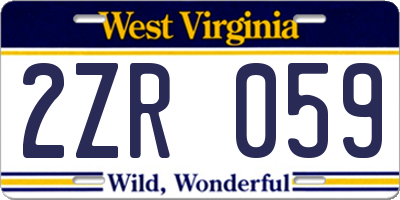 WV license plate 2ZR059