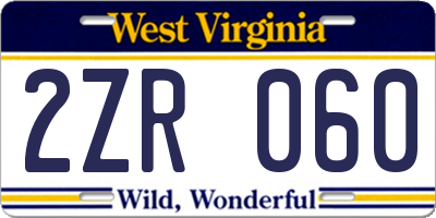 WV license plate 2ZR060